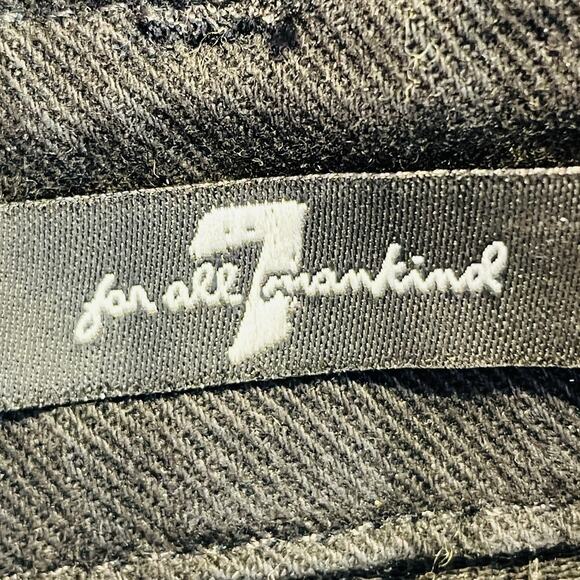 7 For All Mankind Black Denim High Raw Fringe Waist Tapered Leg Y2K Jeans 25 - Picture 5 of 13